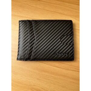 Runbox Mens Carbon Fiber Bifold Wallet Red Leather Interior RFID AirTag Holder